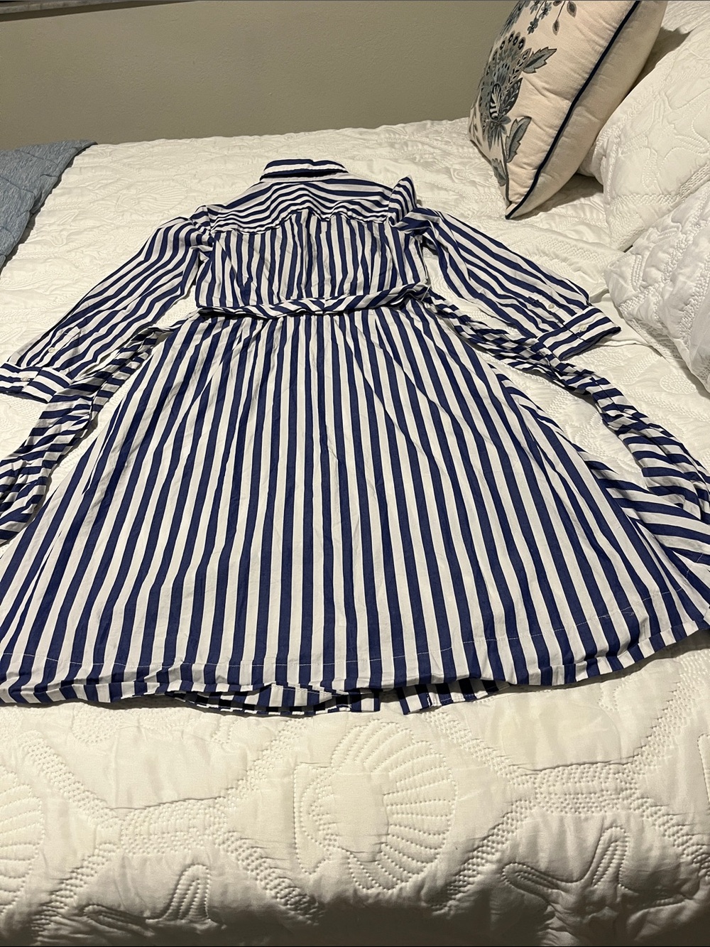 J. Crew Purple and White Striped Long-Sleeve Shirt Dress - Picture 10 of 16